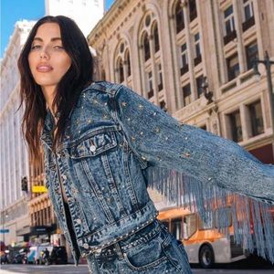 Nasty Gal Premium Embellished Star Studded Denim Jacket.